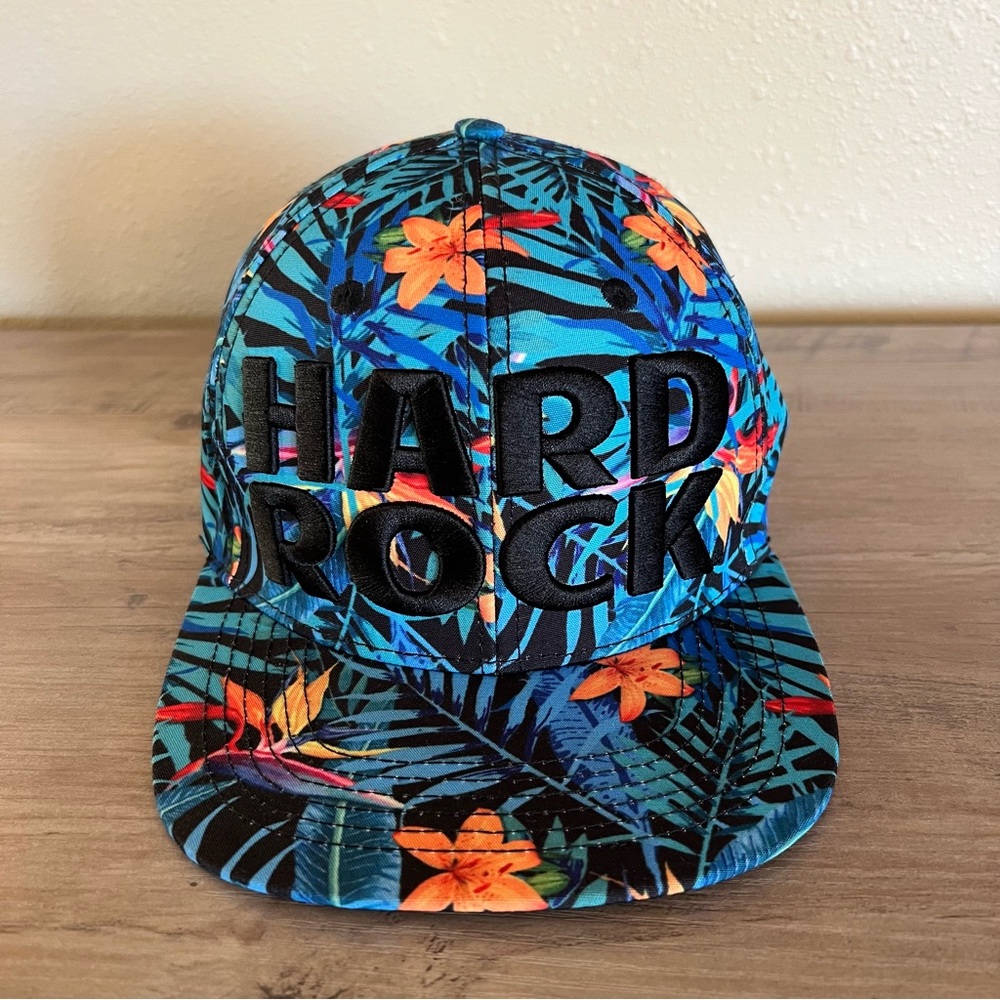 Hard Rock Cafe Snapback Hat Tropical Floral Adjustable Orlando All Over Print